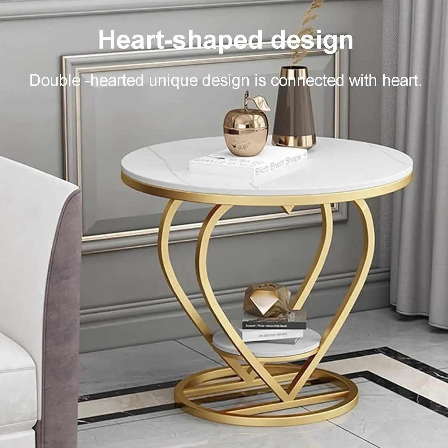 Home Luxury Classic Small Metal Coffee Tables Modern Living Room Leisure Center Round Tea Tables Console Corner Side Table