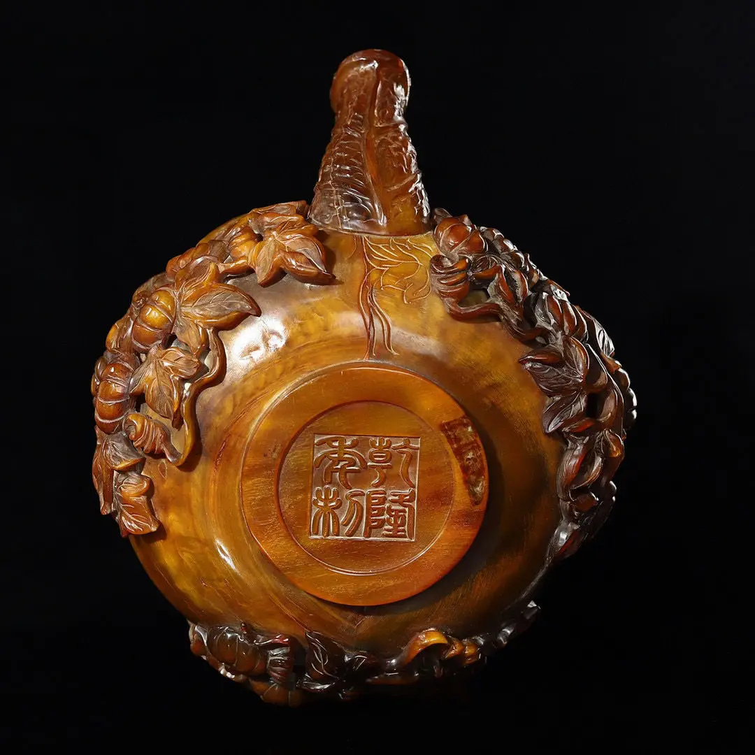 Horn carving wine jug ornament home collection gift