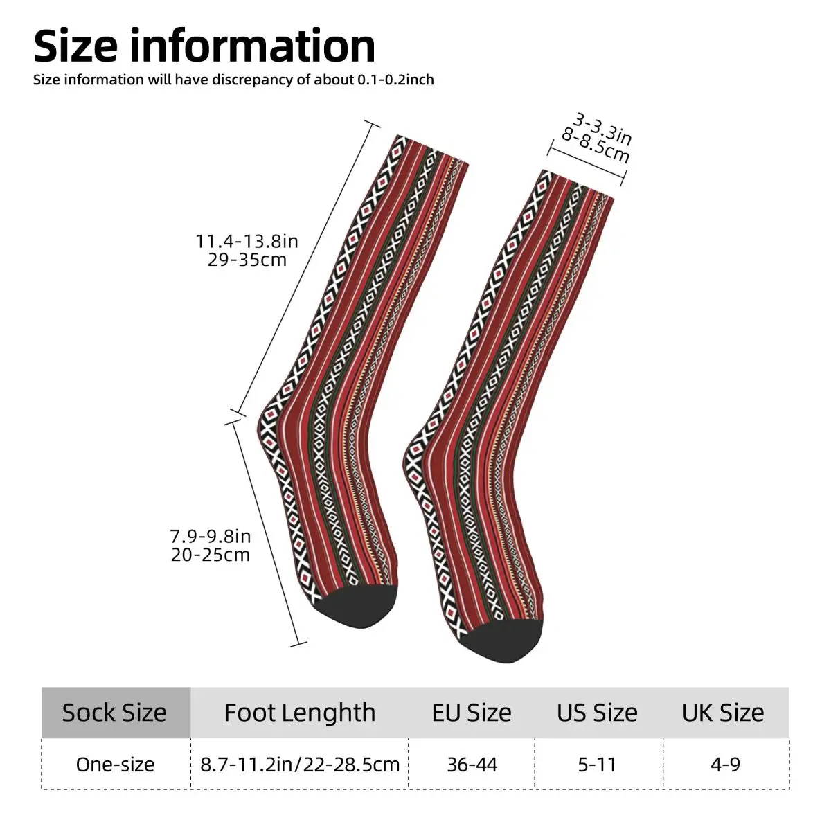 All Seasons Beautiful Red Traditional Arabian Style Sadu Pattern Socks Harajuku Crew Socks Hip Hop Stockings for Men Women