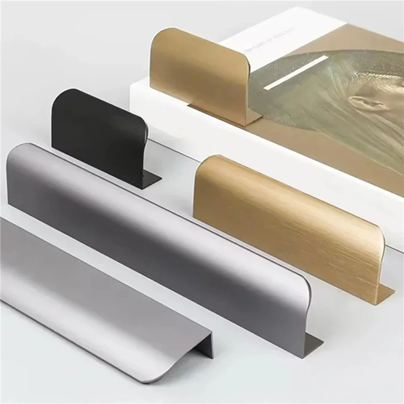 Non-punch Furniture Handle Brushed Gold Silver Matte Black Lacquer White Cabinet Handles Hidden for Cabinets and Drawers