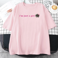 Sad Hamster Tshirt I'm Just A Girl Printing Tee-shirt Kawaii Cartoon Graphic Print Tshirts New Women Girls Tshirts Summer Tops