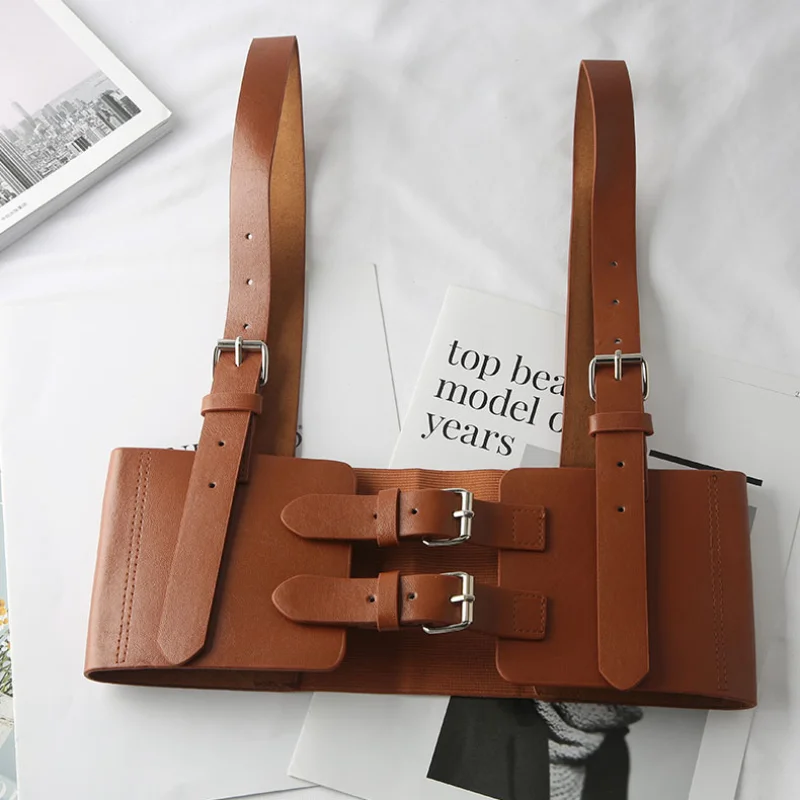 女性トレンドパンクコルセットベルト装飾ストリートスタイルワイドウエストバンドコルセットハーネス革ベルトゴシック服accessorie