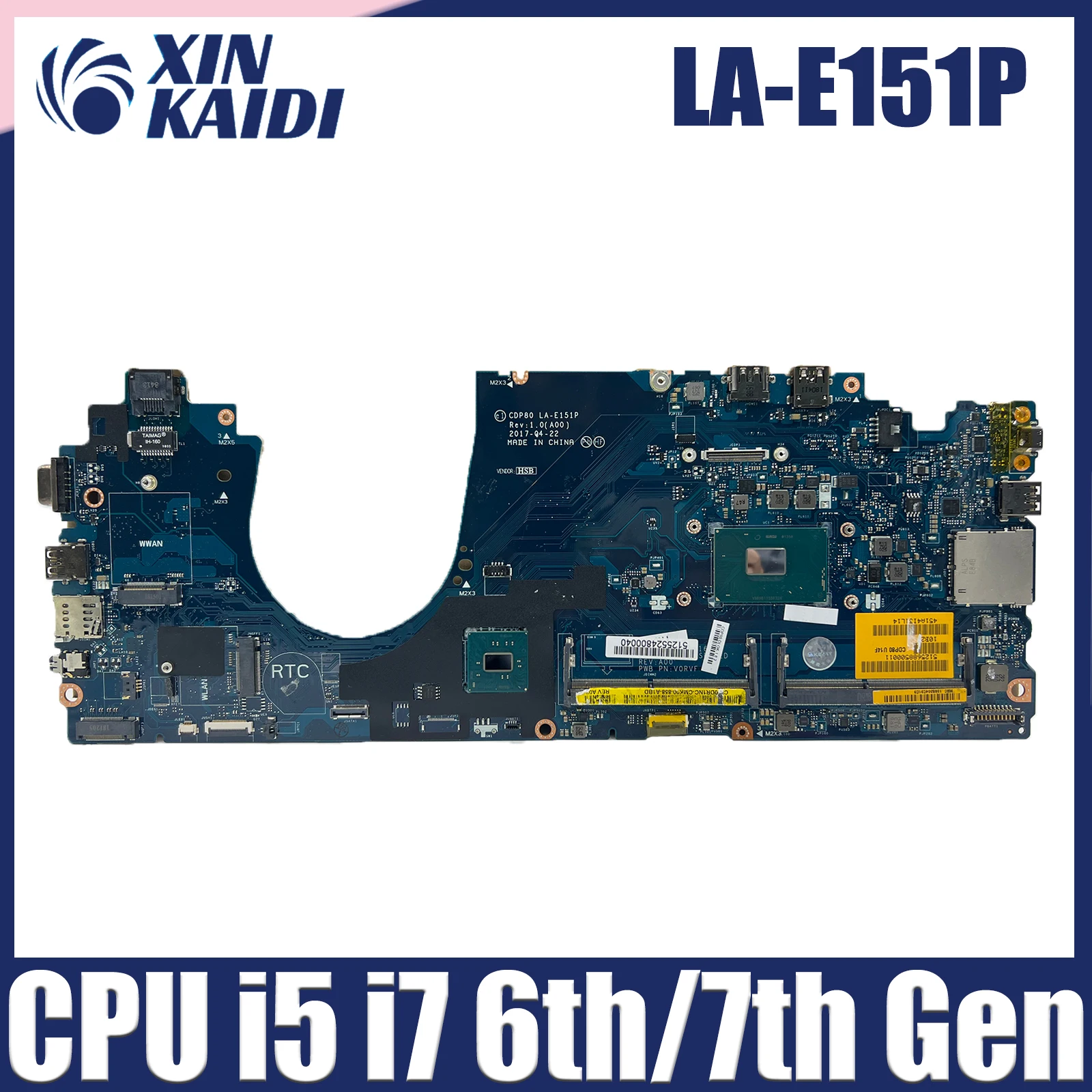 

LA-E151P For Dell Latitude 5580 Notebook Mainboard Laptop 0GDGX9 0F3F59 0YWD70 0DR1NC Notebook Motherboard CPU i5 6th/7th Gen