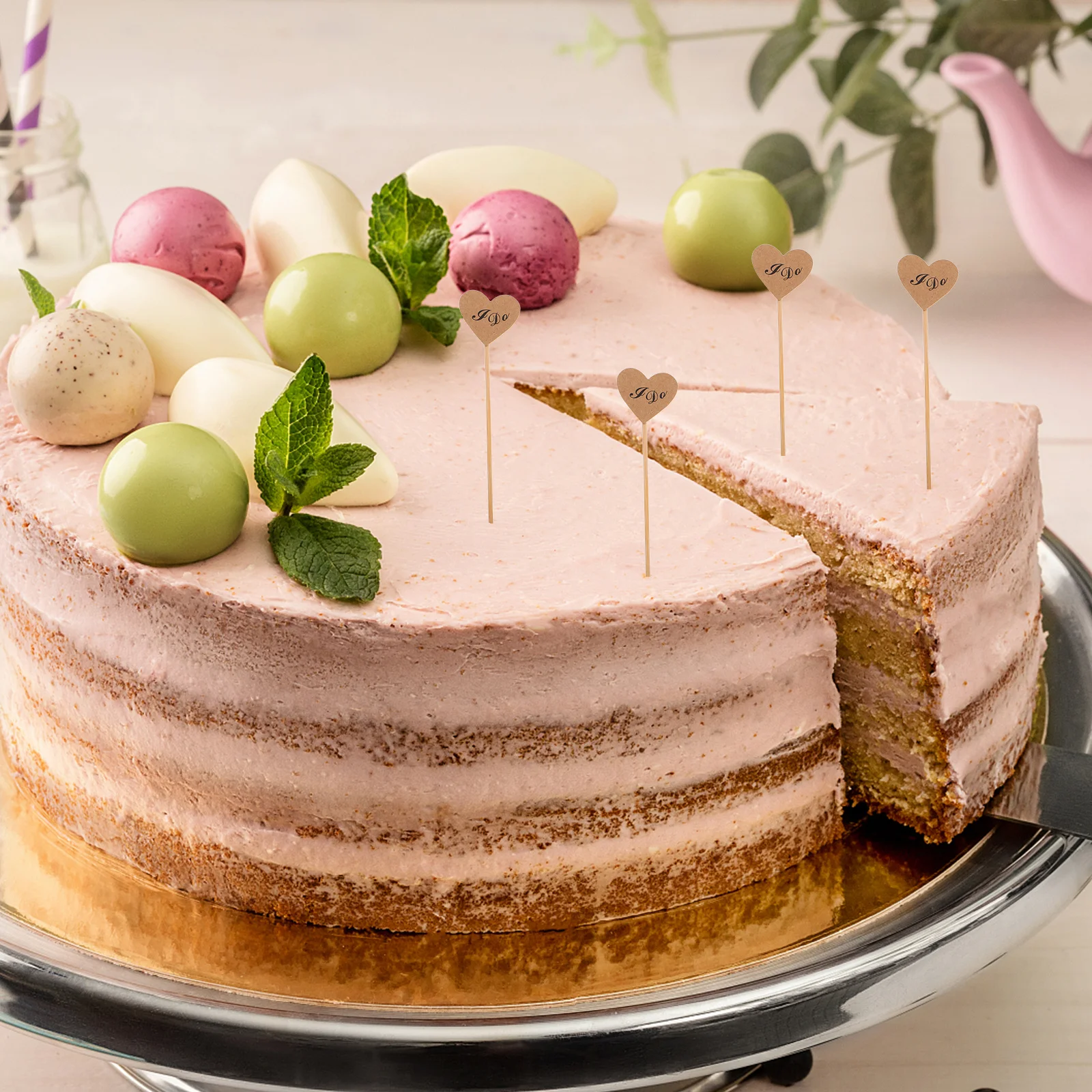 

50Pcs Premium Heart I Do Cake Picks Safe Material Exquisite Decoration for Valentine's Day Wedding Bridal Shower Party