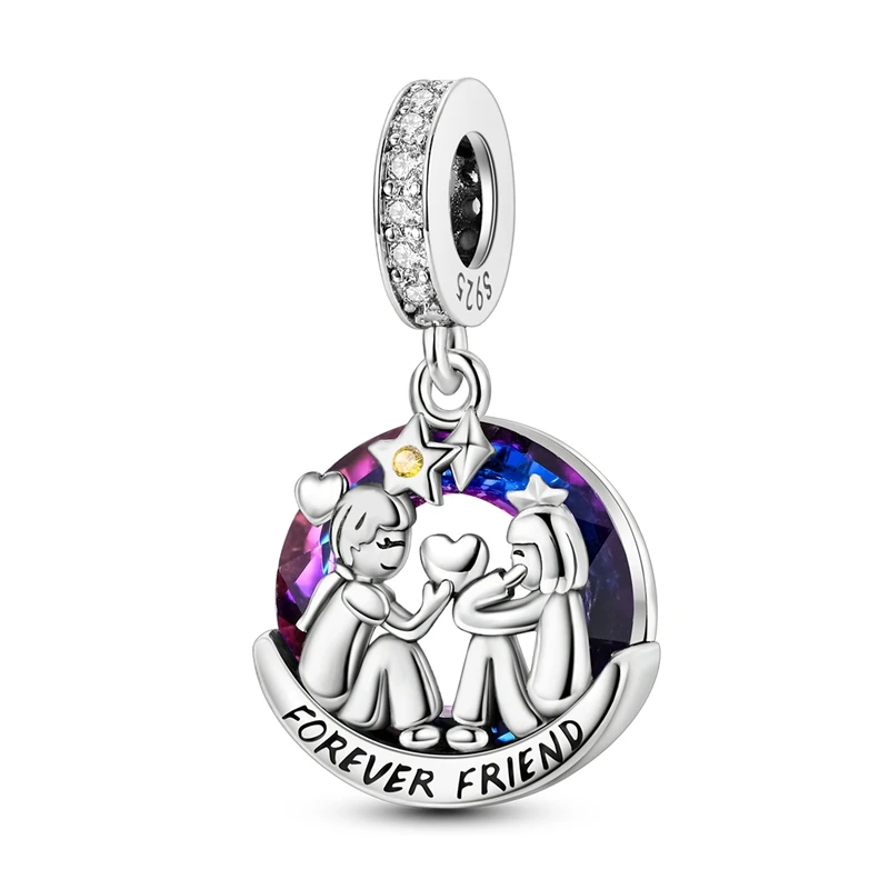 New in Sisters Friendship Moon Boat Charms Bead Fits Pandora Original Bracelet Women 925 Silver Pendant Beads DIY Jewelry Gifts