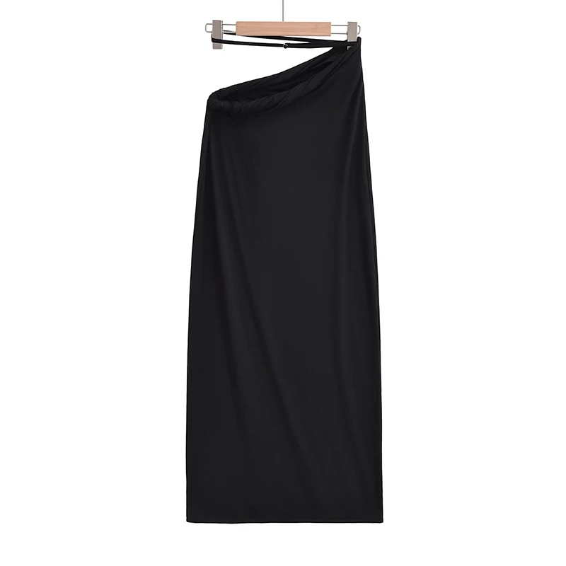 Harajuku long skirts for woman vintage pencil skirt korean fashion streetwear maxi skirt asymmetrical japanese y2k skirt black