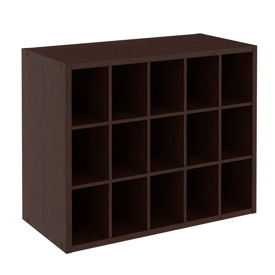 

15 Cube Stackable Storage Organizer for Shoes, Bags, Crafts, Hobbies with Wood Shelves, for Closet, Entryway or Mudroom, Espres