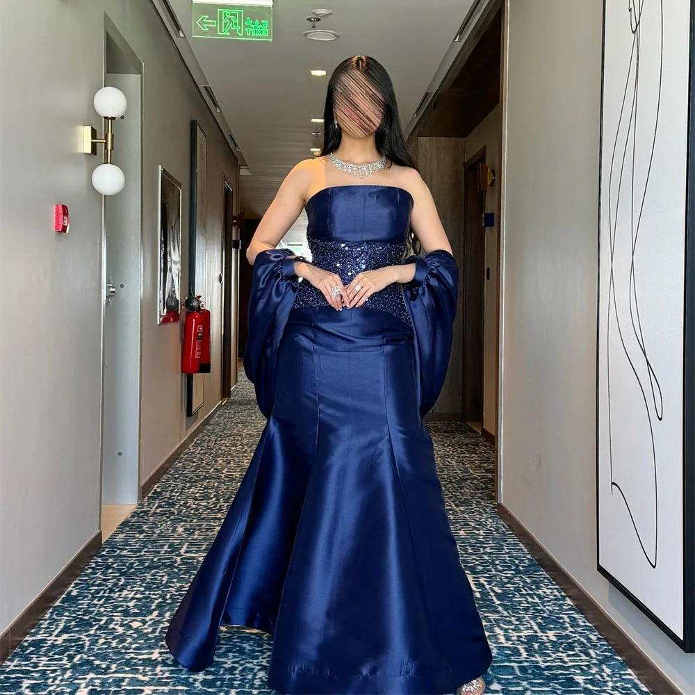

ROYET Crystals Shiny Strapless Mermaid Elegant Formal Evening Dress For Woman Pleat Floor Length Prom Gown Customized New 2025
