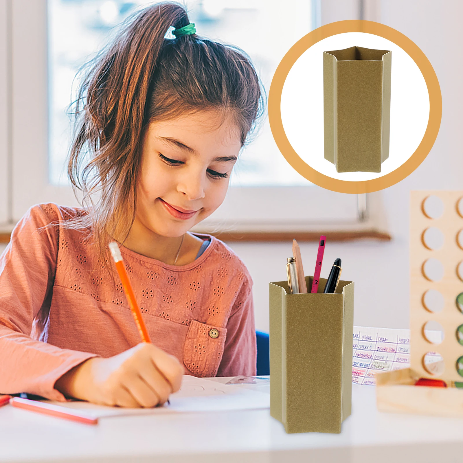 

Metal Pencil Holder Pen Stand Desktop Organizer Makeup Brush Cup Office Desk Organizer Storage Pencil Cup Pen Holder
