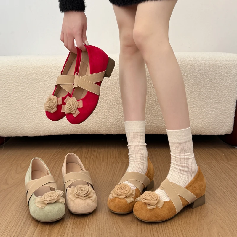 Square-toed and Round-toed Shallow-mouthed Flowers Slimming Fashion-friendly Comfortable Anti-slip Breathable Women's Shoes