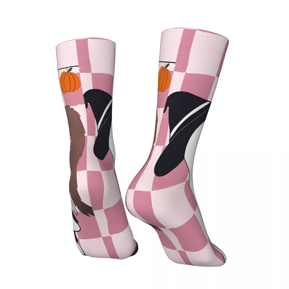 Crazy compression Boo Halloween With Cat And Bat Pink And Blush Background Sock for Men Harajuku Seamless Pattern Crew Sock