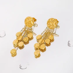 WILD & FREE New In 18K Gold Plated Stainless Steel Drop Earrings for Women Irregular Hammered Texture Charms Trendy Jewelry