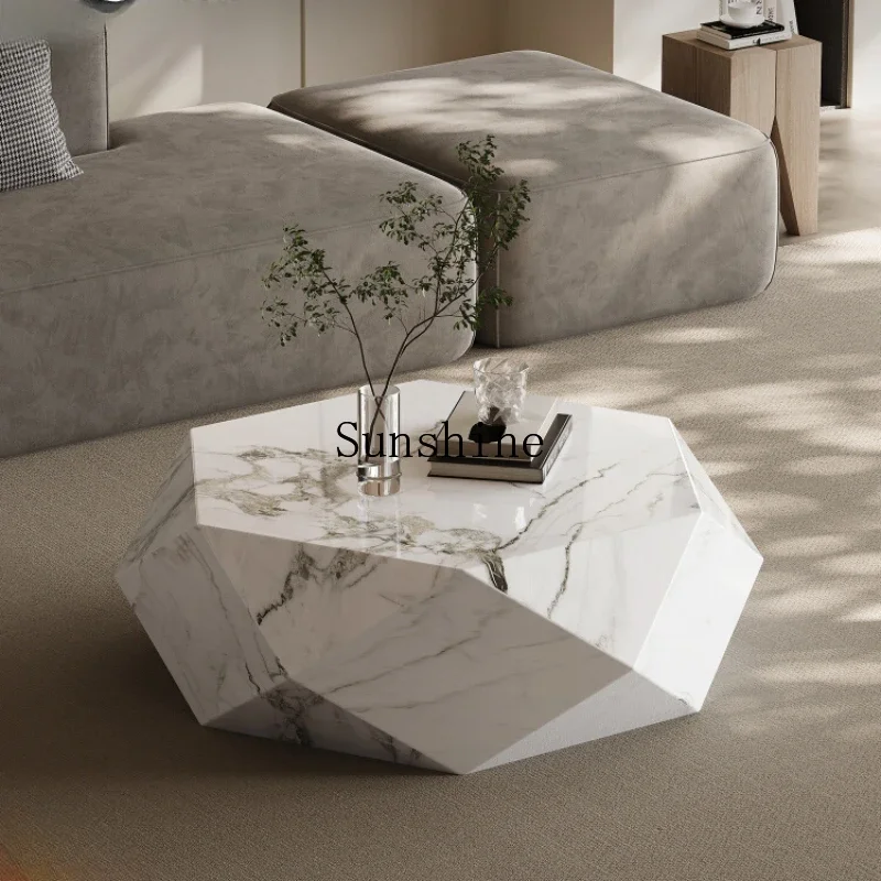 

Modern simple special-shaped rock slab tea table polygon niche Italian minimalist coffee table