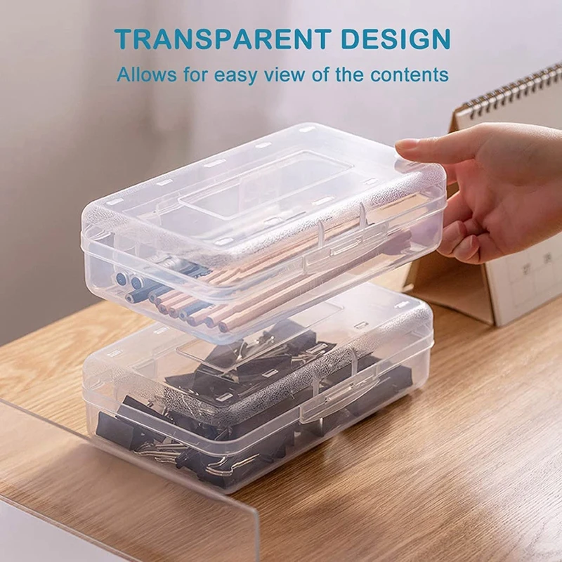 Plastic Translucent Pencil Box For Kids,Capacity Pencil Cases With Snap Tight Lid,Organizer For Pens Pencils