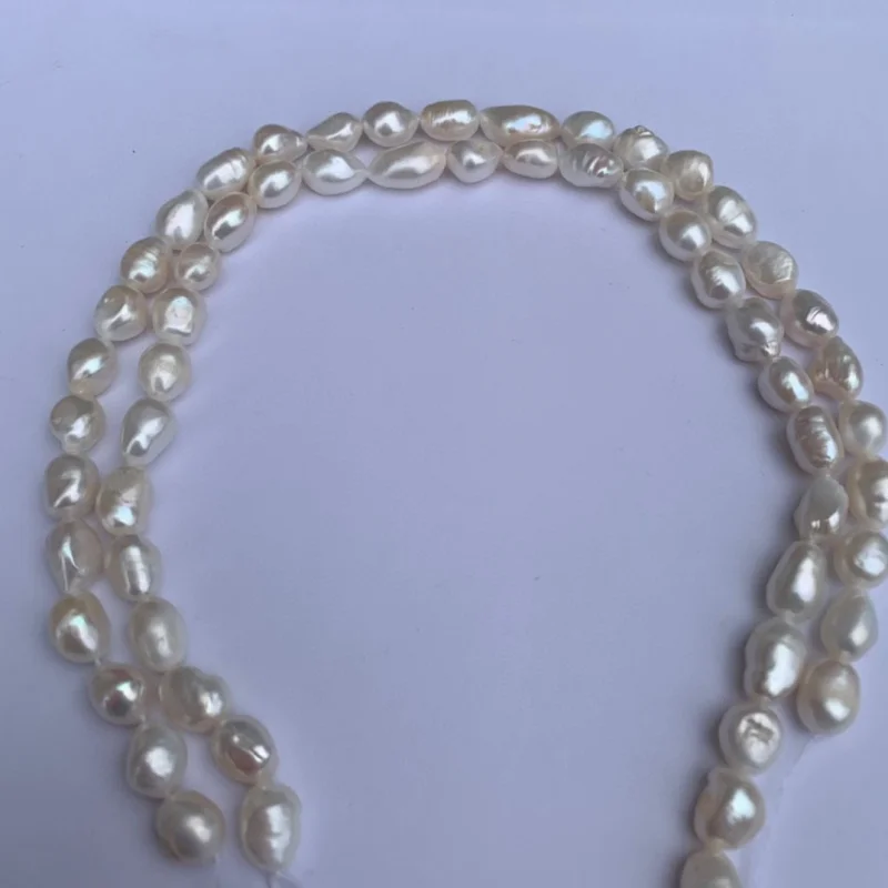 8-10mm Natural Baroque Pearl Necklace Double Display Simple Fashion All-Match Temperament Korean Style Semi-Finished Products