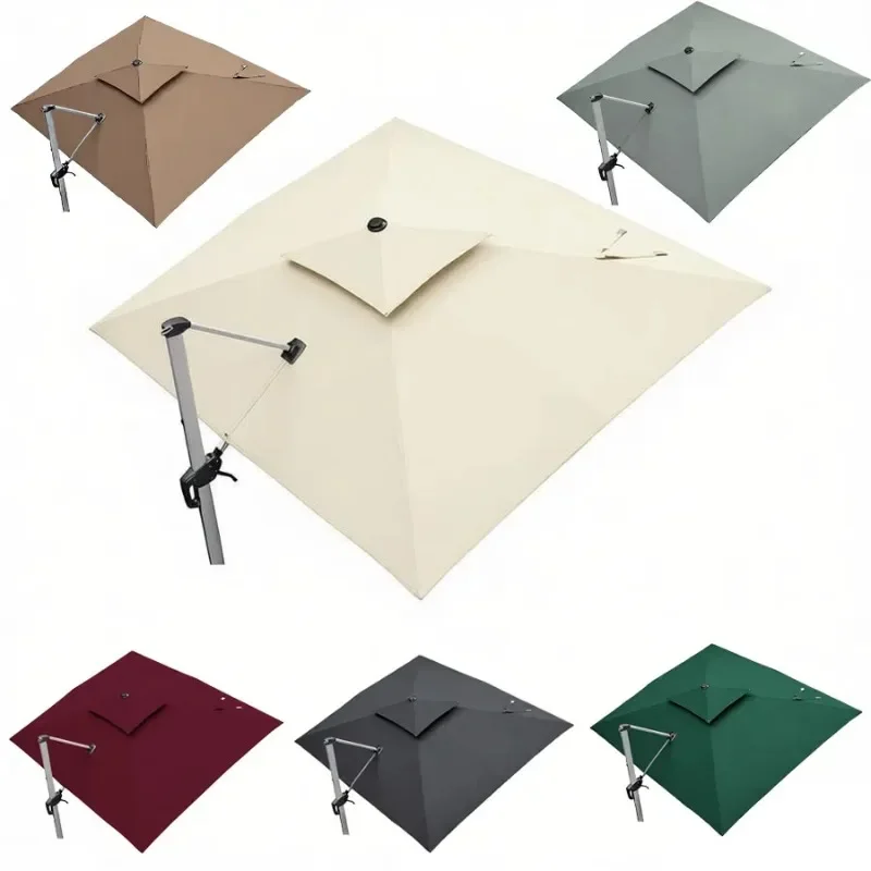 2.5M Double-layer Square Replacement Umbrella Surface Rainproof Fabric Fits Cloth for Double Top Outdoor Sunshade/roman Umbrella