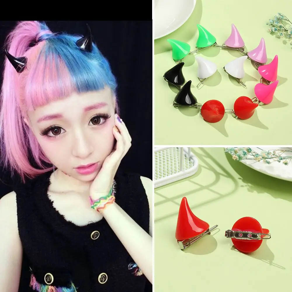 1 Pair Girls Women Hair Accessories Halloween Horn Hair Clips OX Horn Hairpins Costume Pin Small Demon