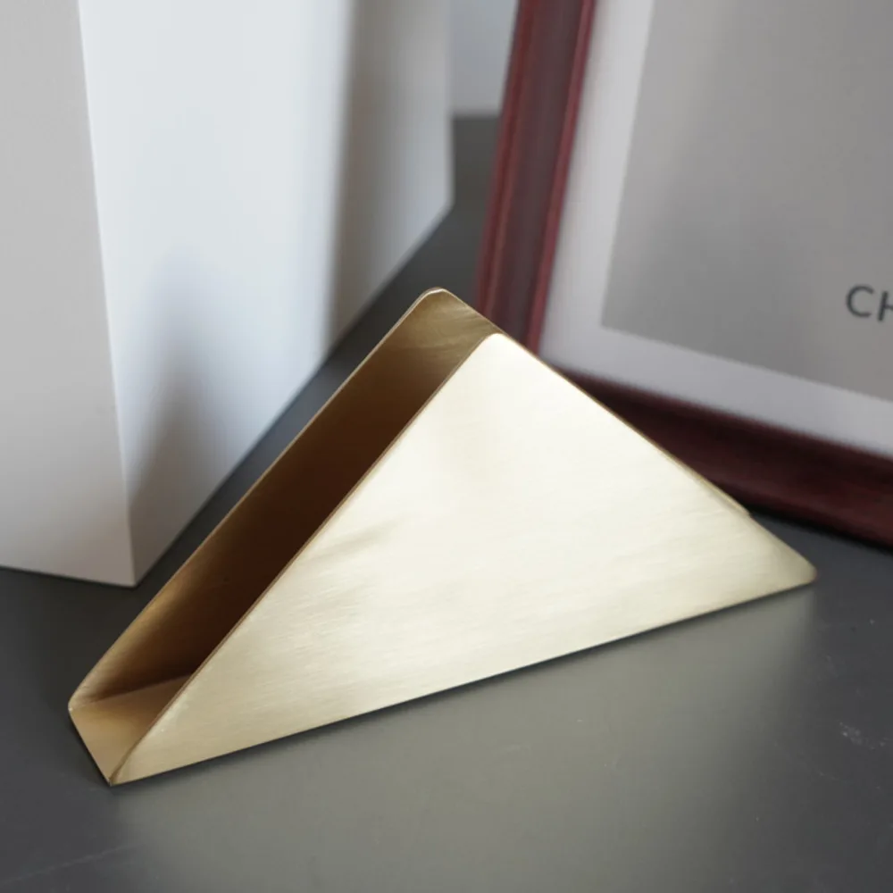 Brass Kitchen Northern European Upscale Cafe Hotel Triangle Table Paper Storage Box Towel Tissue Holder U Container Metal