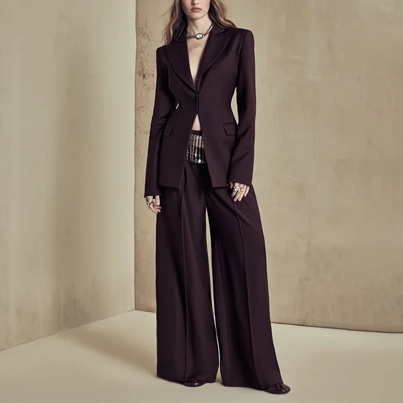 SuperAen Blazer im europäischen und amerikanischen Stil für Damen, 2025, Sommer, neue Mode, lässig, einfarbig, Jacke, Hosen, Sets