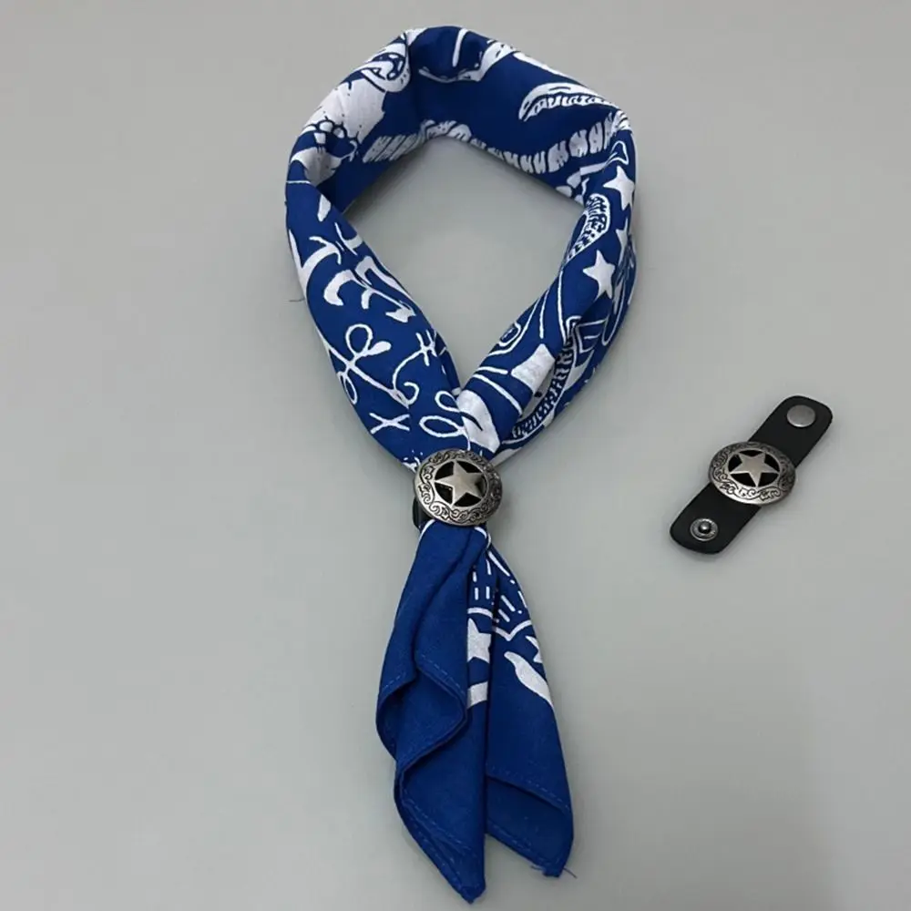 Moda oversized bandana cachecol estilo ocidental algodão lenços quadrados headwear com fivela floral faixa de cabelo