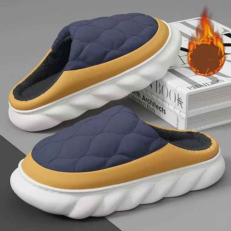 2026 Winter Down And Warm Cotton Slippers For Men Outdoor Anti-Slip And Wear-Resistant Home Use Thick-Soled Cotton Shoes