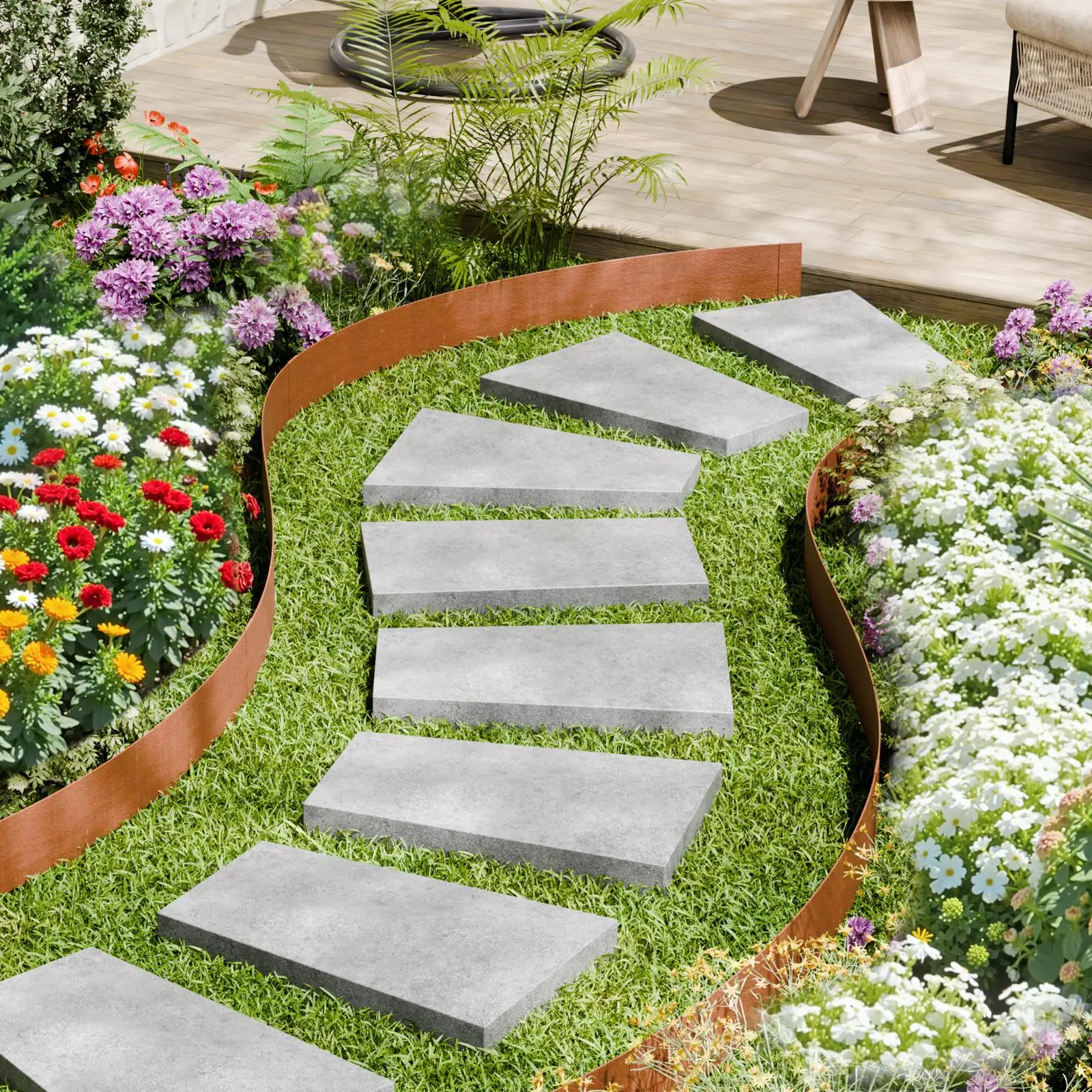 Steel Landscape Edging 10 Packs 40 x 4.5 in Weather Resistant Pre Rust Metal Garden Border Bendable Heavy Duty Lawn Flower Bed Yard Pathway Divider