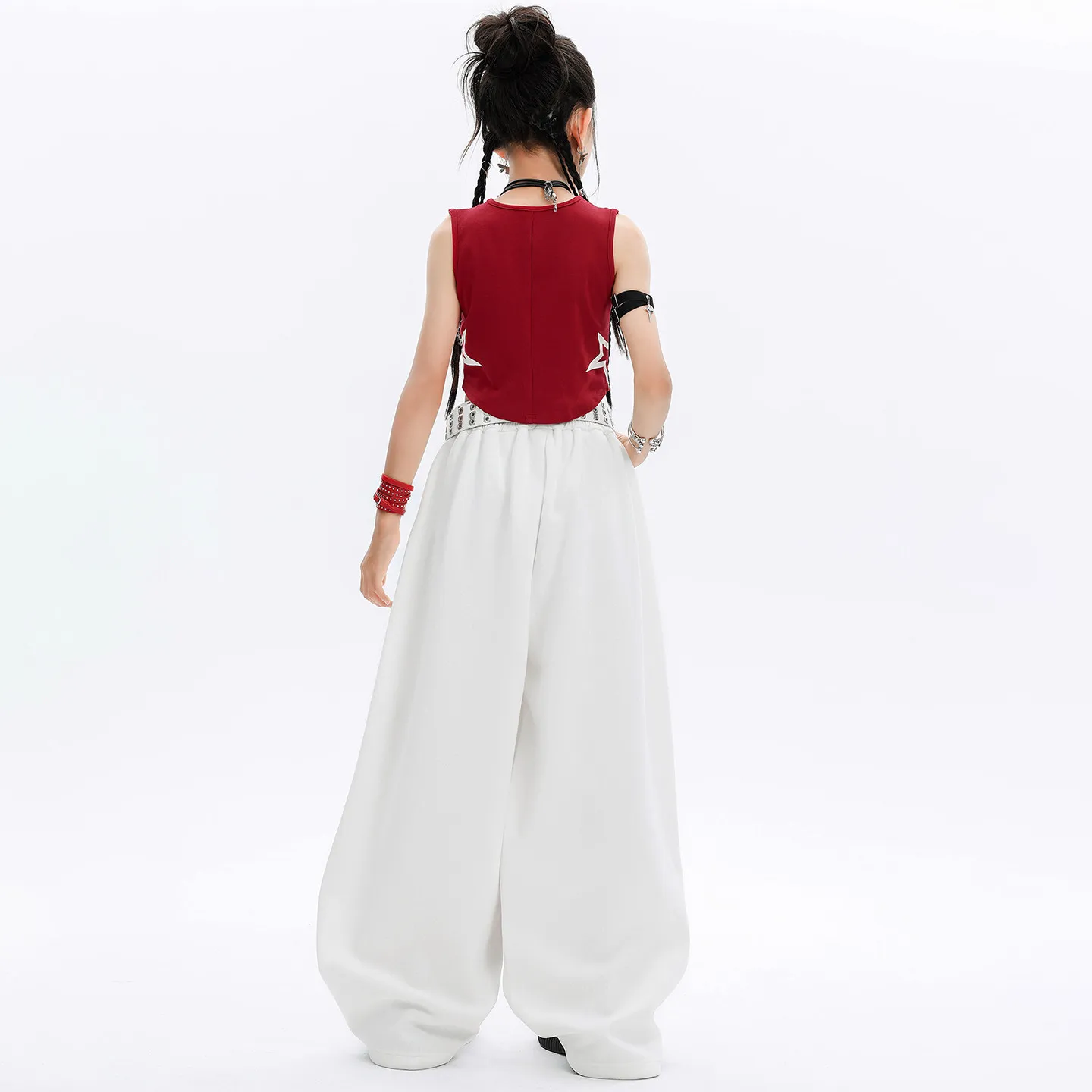 

New Girls Modern Jazz Dance Clothes Sets Kpop Hip Hop Performance Costume Cool Vest Baggy Pants Street Dance Outfits Stage Wear