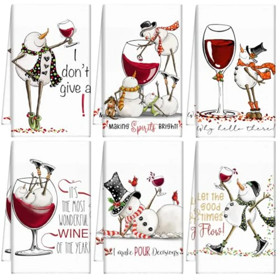 

6 Pcs Christmas Kitchen Towels Decorative Hand Towels Xmas Dish Tea Kitchen Decor Christmas Cocktail Bar Decor for Home Lover G