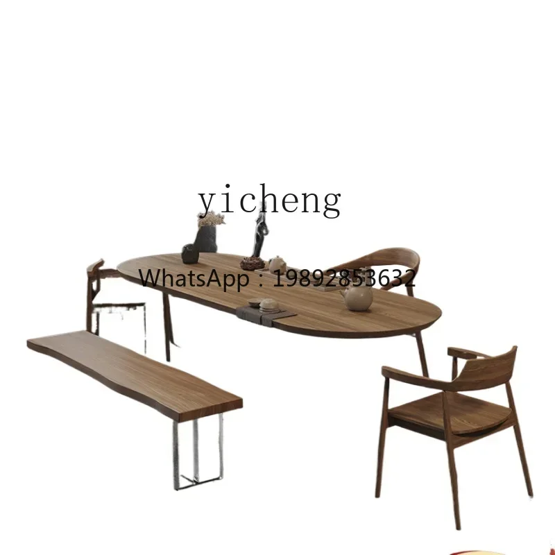 XL solid wood large board tea tray tea table integrated wabi-sabi wind tea table and chair combination modern and simple