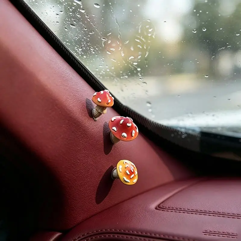 3/6 Pcs Kawaii Mushroom Mini Figurine Fun Decorative Ornament for Car Door Side Office Desk Display