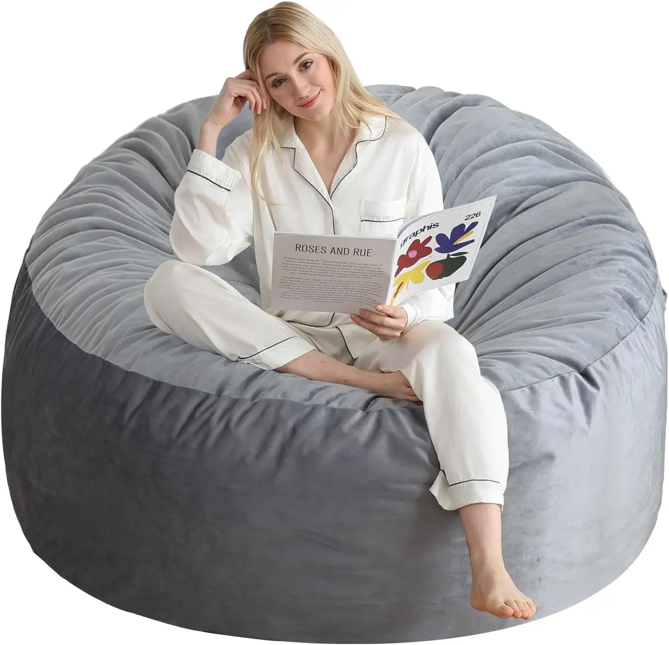 

3 Ft Bean Bag Chair, Memory Foam Bean Bag Chairs for Adults with Filling, Round Bean Bag Sofa with Filler Included, Beanbags