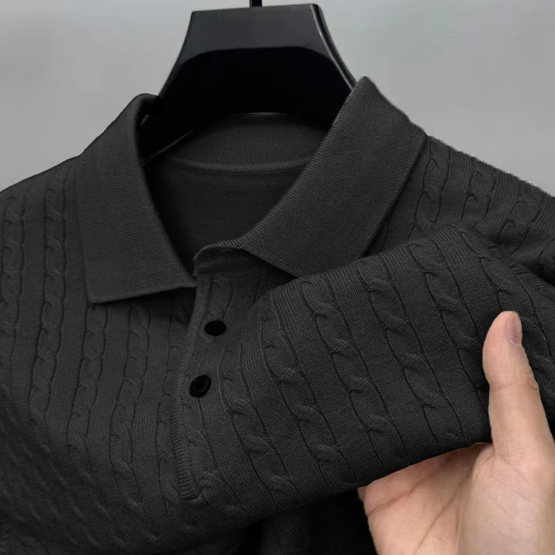 الخريف الرجال بلوفر مغزول البلوزات كابل الصوف زر سترة ضئيلة الخامس الرقبة طويلة الأكمام ملابس خارجية شتاء دافئ الوزن الثقيل #2