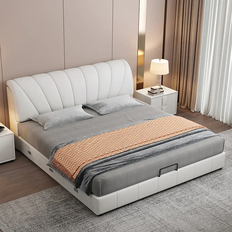 Lounge Luxury Bed Bedroom Storage Minimalist China French Bed Unique Nordic Cama De Lujo Para Dormitorio European Furniture