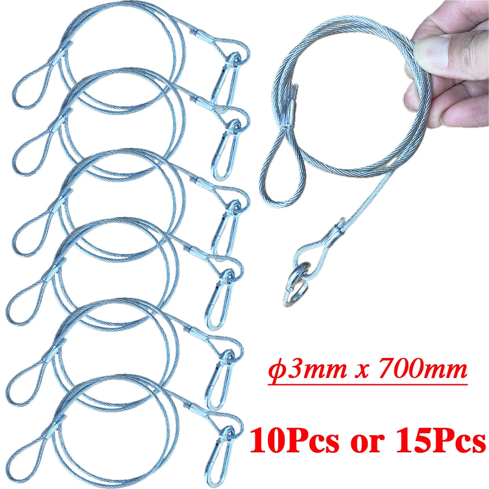 

10pcs/15pcs Safety Rope Lighting 3mm Steel Wire 70cm Length DJ Stage Securite Cable Lock For Beam Moving Head LED Par Protection