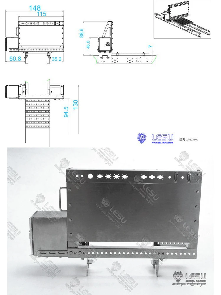 Tool box LESU 1/14 truck TGX simulation assembly line baffle pedal decorative parts assembly tractor DIY modification