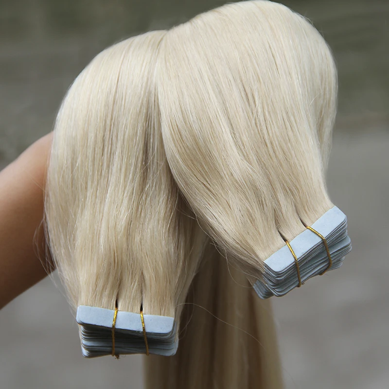 60 Blonde Straight Tape In Virgin Human Hair Extensions 24  display picture 1
