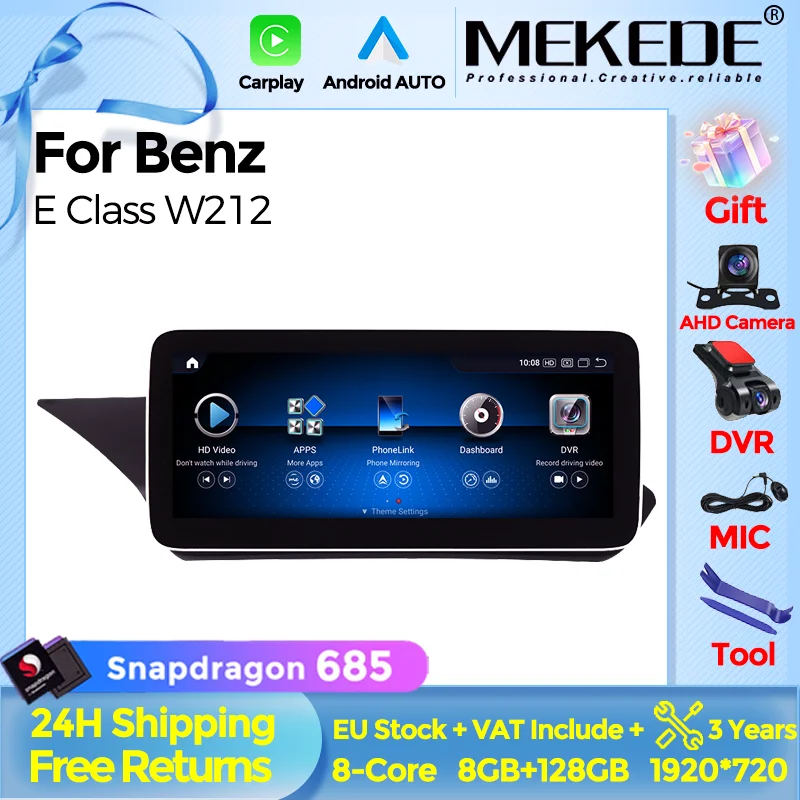 EU Store Car Multimedia Radio Player Host For Mercedes Benz E Class W212 E200 E300 E400 Touch Navigation Carplay Android Auto