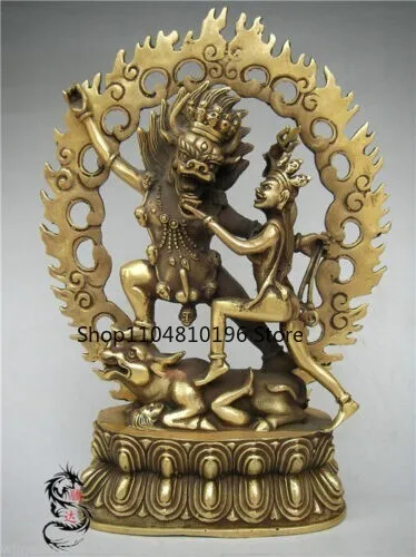 Chinese Tibet Buddhism Bronze Buddha Yamantaka Yama Dharmaraja Statue