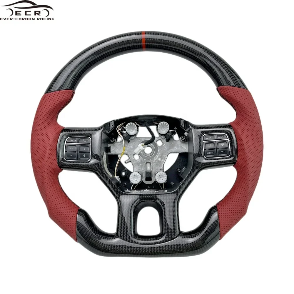 

Popular Hot sell Ever-Carbon Racing ECR High Quality Customized Car Steering Wheel For Dodge Ram Carbon Fiber Steering Wheel