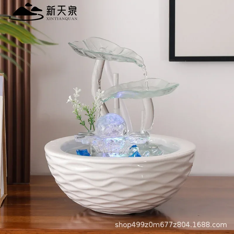 j4  Flowing Water Generates Wealth Feng Shui Wheel Ornament Lucky Beauty Home Furnishing Living Room Decoration Office