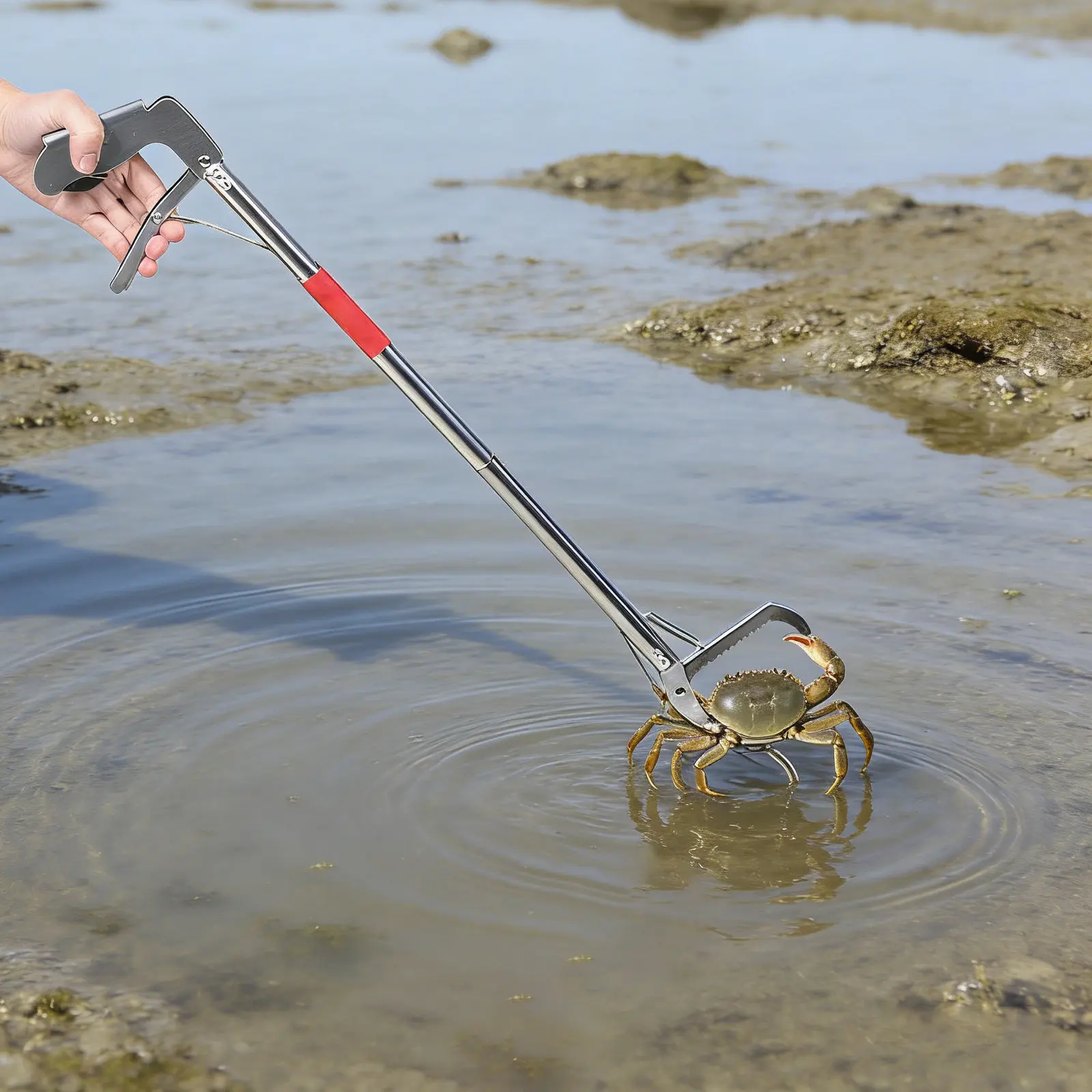 75Cm Stainless Steel Crab Catching Tool Ergonomic Non-Slip Handle Seafood Tong Snake Eel Folding Fishing Pliers Grabber