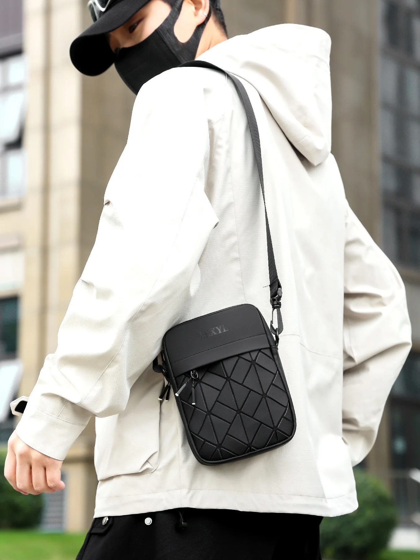 

Small Casual Crossbody Bag for Men Mobile Phone Pouch Diagonal Pattern Sli Trendy Single oulder Bag Daily Outing