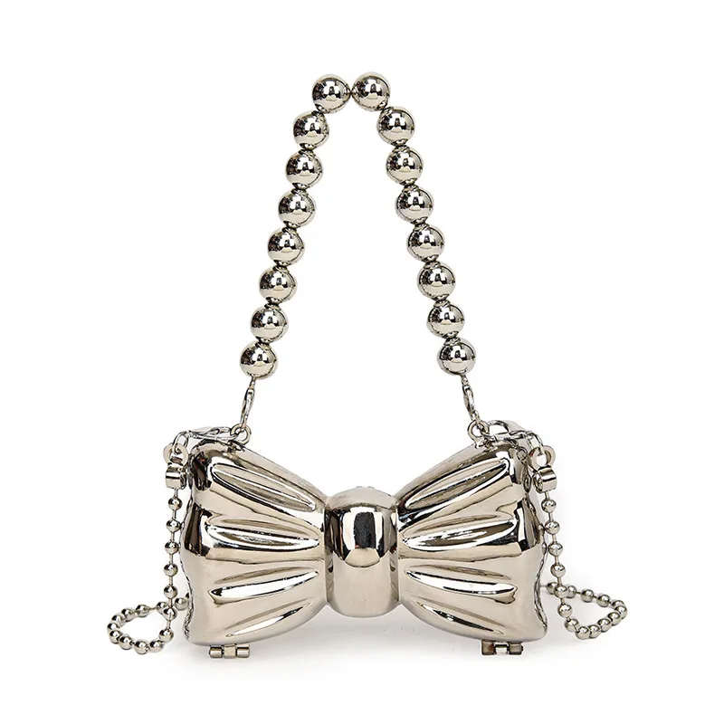 Tas Selempang Mini Chic dengan Pita Logam, Tas Bahu Kecil Mode 2025, Dompet Kompak Mewah untuk Uang & Ponsel, Imut