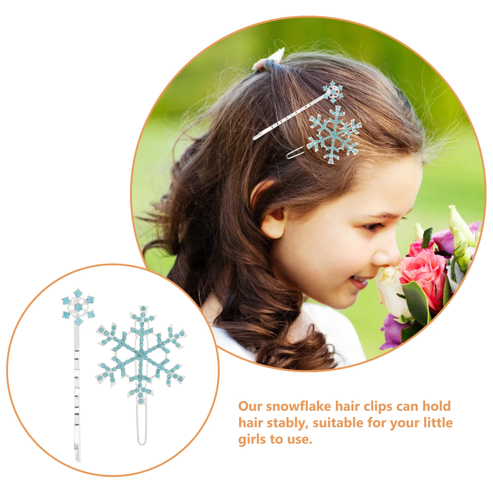 

6pcs Children Hairpin Set Rhinestone Decor Girl Clips Blue Glitter Accessories Kids Hair Barrettes Durable Metal Stable