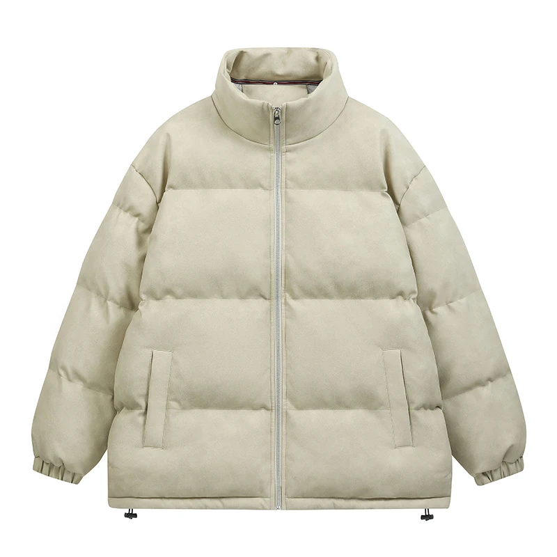 

A Women's Winter Cotton Coat, Fleece-Lined and Thickened for Warmth, Versatile Stand-Up Collar Loose Trendy Top, Casual Winter Puffer Jacket, Outdoor Street Style Top, Fashionable and Elegant down Jacket with Pockets