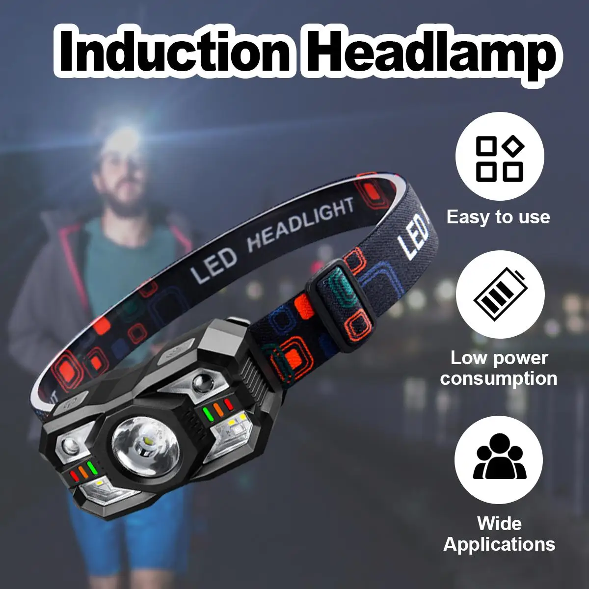 

Rechargeable motion sensor headlamp Lights Light Led Mini Flashlight Usb Strong Outdoor For Camping Worklight Running flashlight