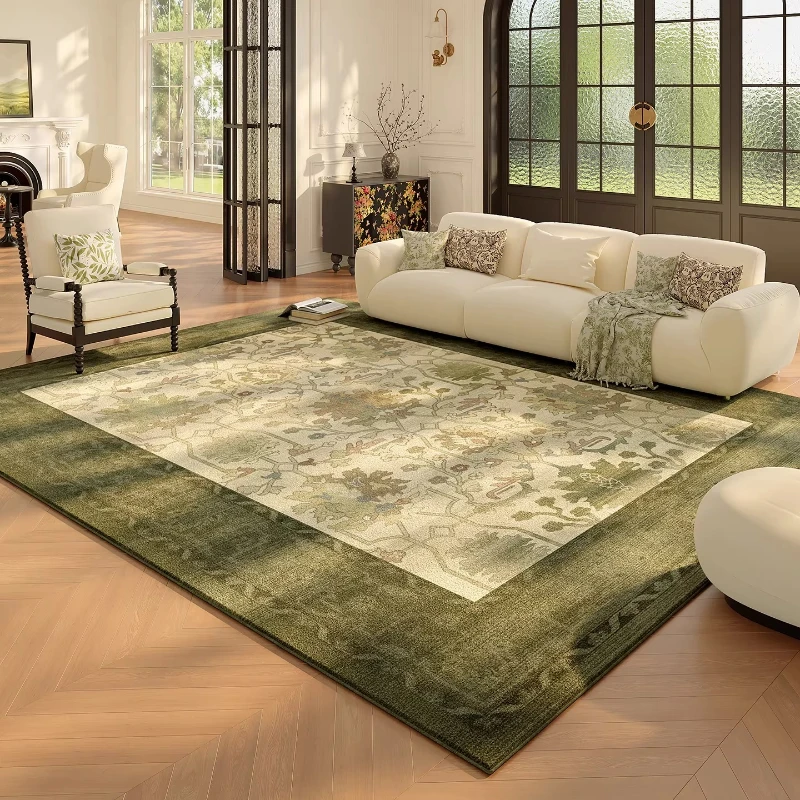 Living Room Carpet Soft Comfortable Foot Mat French Vintage Style Light Blue Floral Pattern Rug Long Size Home Decor Rugs Ковер