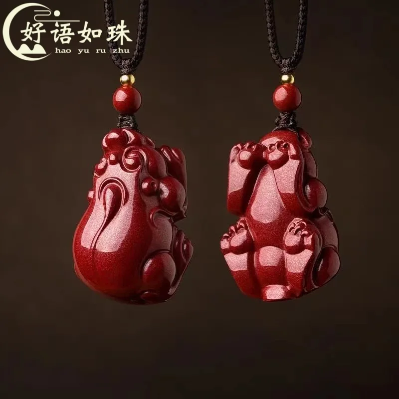 Cinnabar Fortune Pixiu High Content Emperor Sandstone Purple Gold Sand Men and Women Couple Lucky Pendant Wholesale