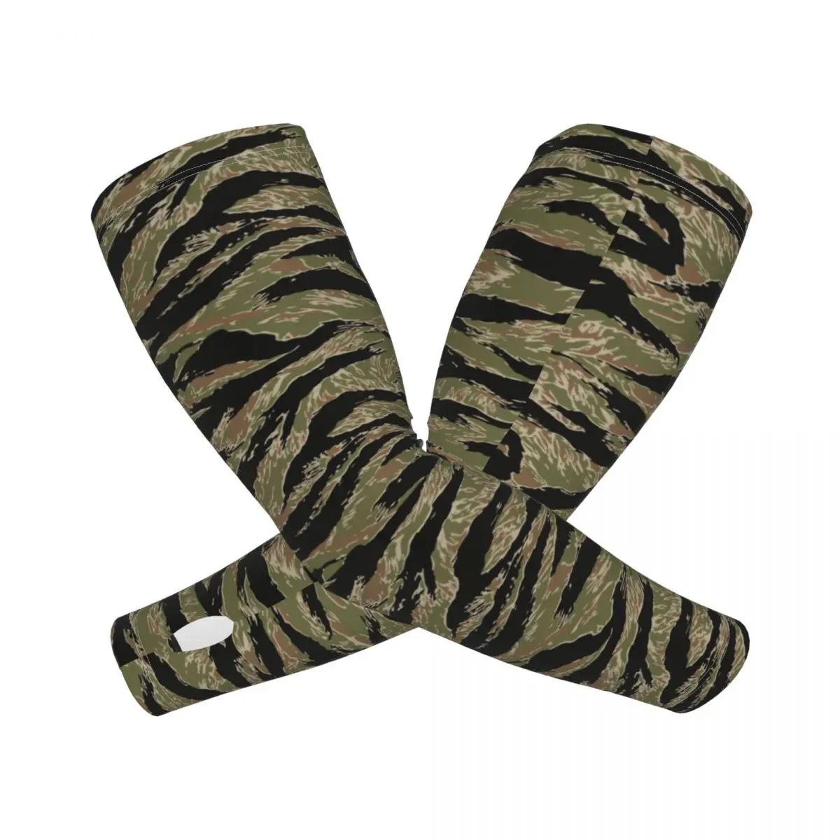 Cooling Tiger Stripe Camo Arm Sleeves Women Men Military Tactical Camouflage Sports Compression Tattoo Cover Up for Golf