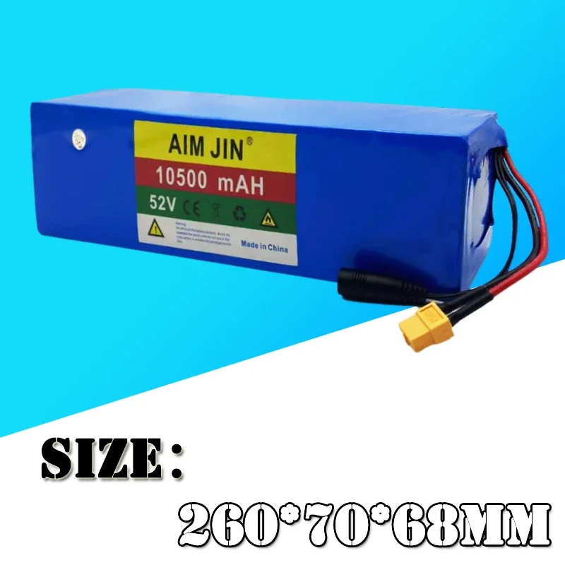 52V 10.5Ah 18650-14S3P lithium-ion battery pack with built-in high-power BMS, suitable for 48V 0-1500 spare battery+2A charger